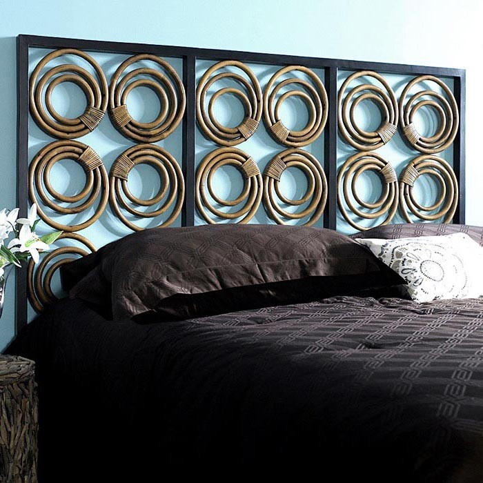 Queen size Headboard Bamboo Rattan Plantation Padma Swirl Circles West Indies