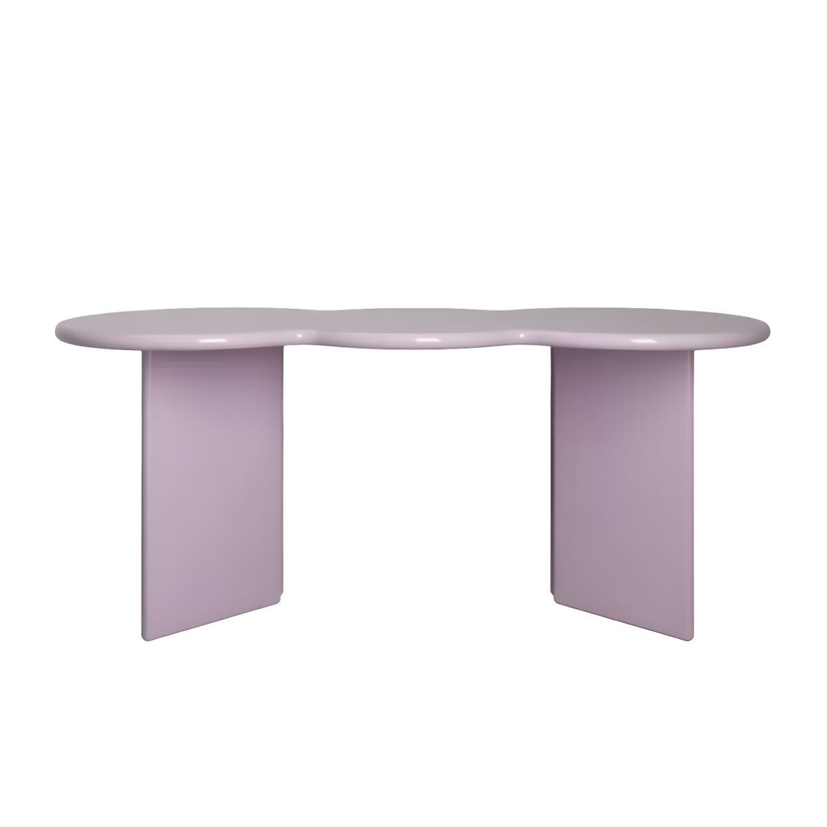 Free Form Solid Wood Table Double Pedestal Furniture in Matte Finish Violet