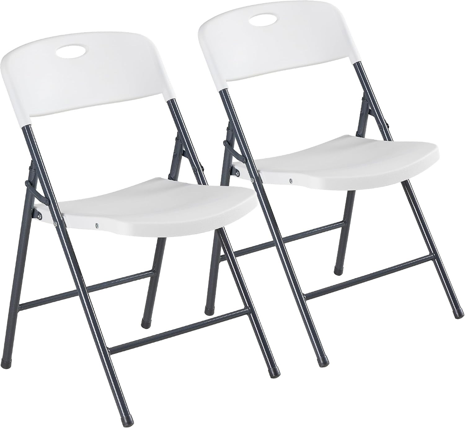 2-Pack White Folding Chairs, Portable Stackable for Events and Home