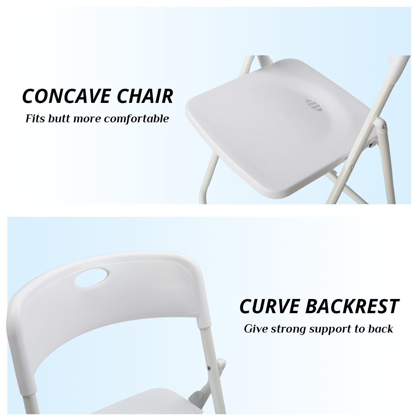Garden 6 PCS Plastic Folding Chair White 280LBS Weight Capacity Comfortable Seat