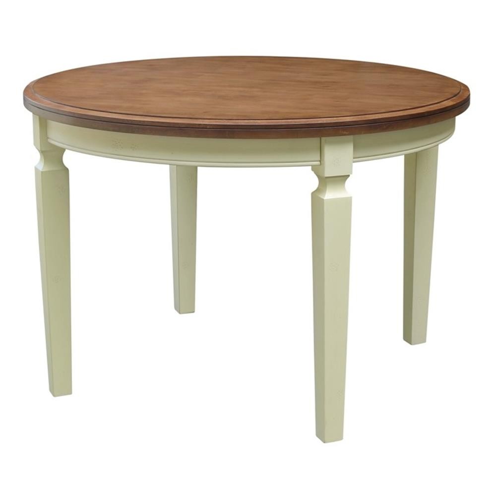 44 x 44 in Round Top Solid Wood Dining Table in Hickory/Shell
