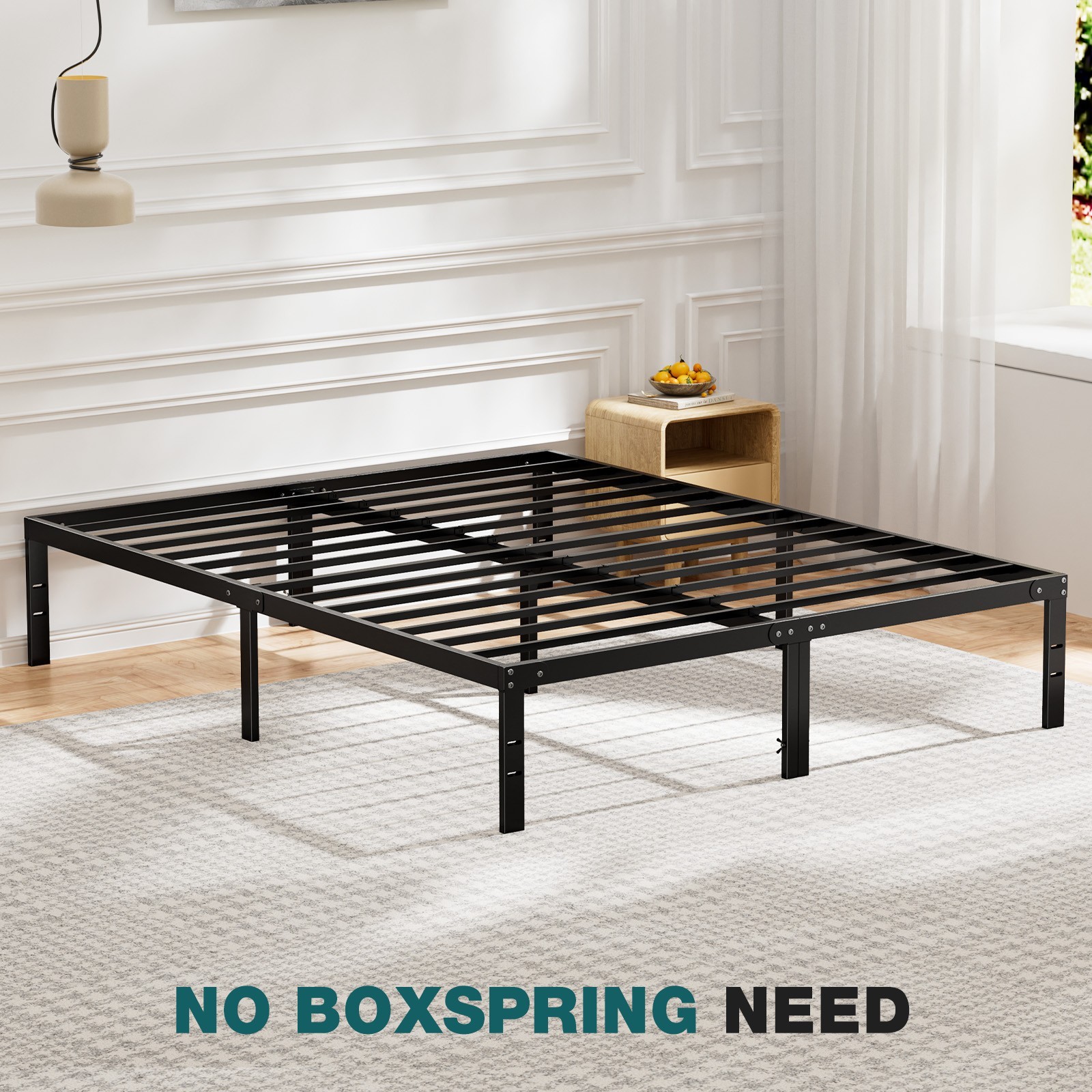 Metal Queen King Full Size Bed Frame Bedroom Sturdy Steel Slat Support Bedstead