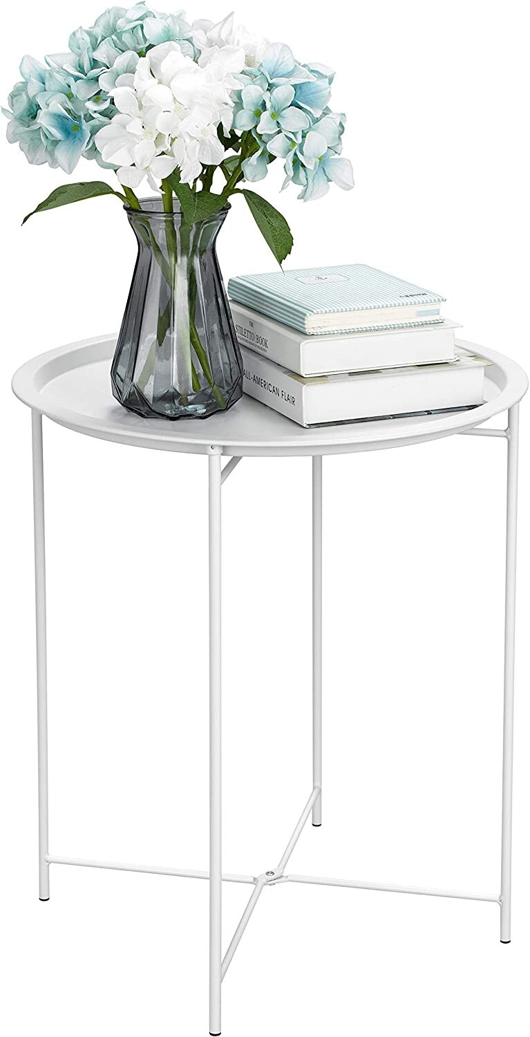 Round End Table Accent Side Table Nightstand with Removable Tray Top ModernSmall