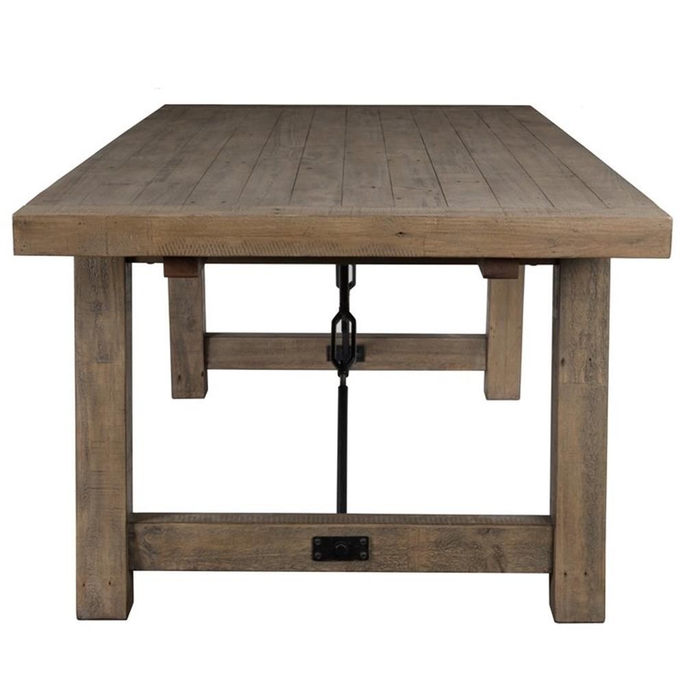 Pemberly Row 82″ Reclaimed Pine Extension Dining Table in Weathered Brown