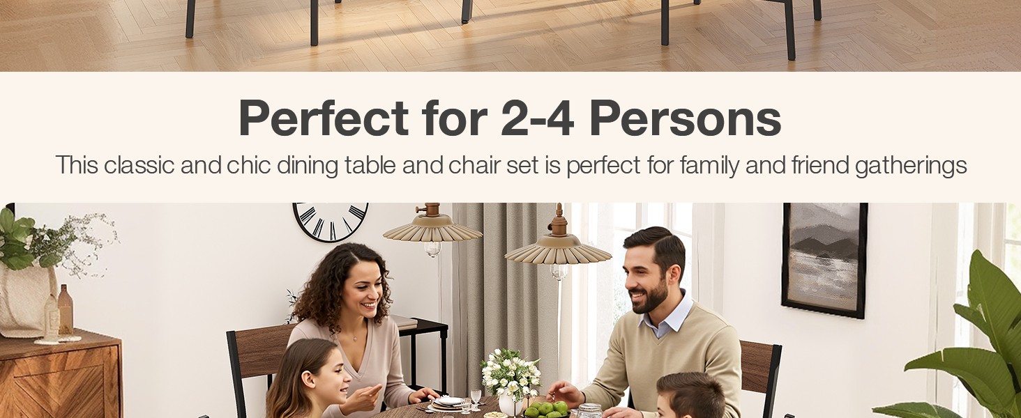 Round Dining Table Set for 4, Kitchen Table and Chairs for 4, Dining Room Circle