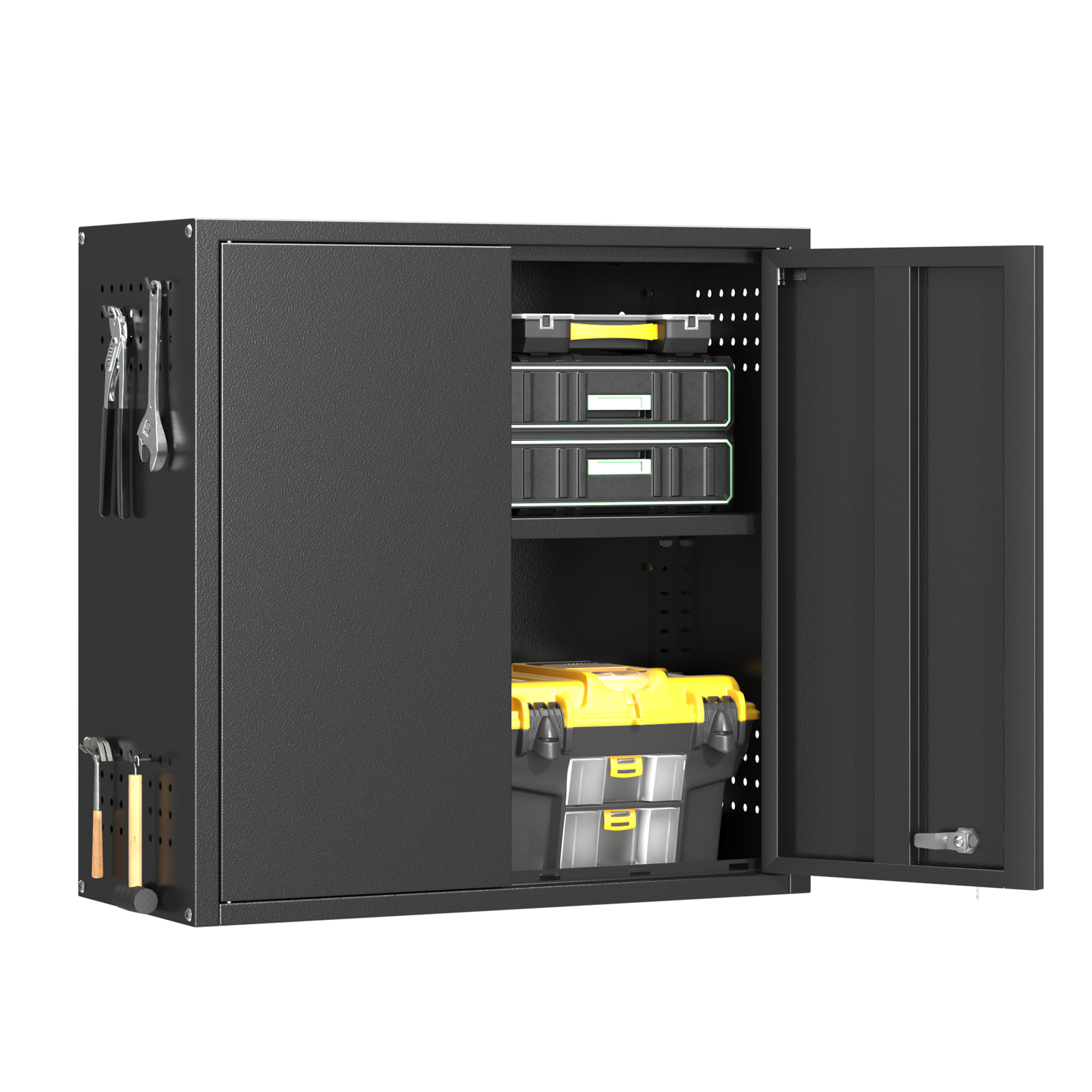 Metal Garage Wall Tool Cabinet w/Lock, Workshop Wall Mounted Storage Cabinet Box