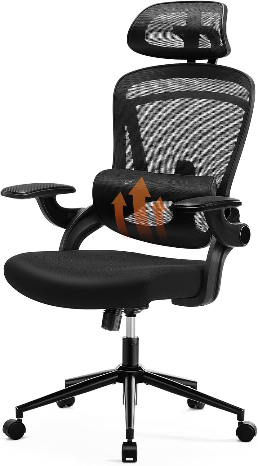 Office Chair Ergonomic Desk Chair Mesh Computer Chair w/ Lumbar Support Headrest