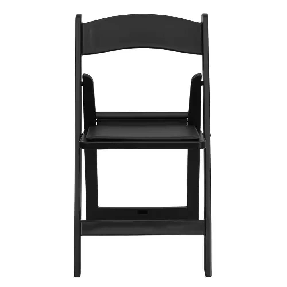 Resin Folding Chair Padded Seat Heavy Duty Event Chair 1000 Lb Black Chair