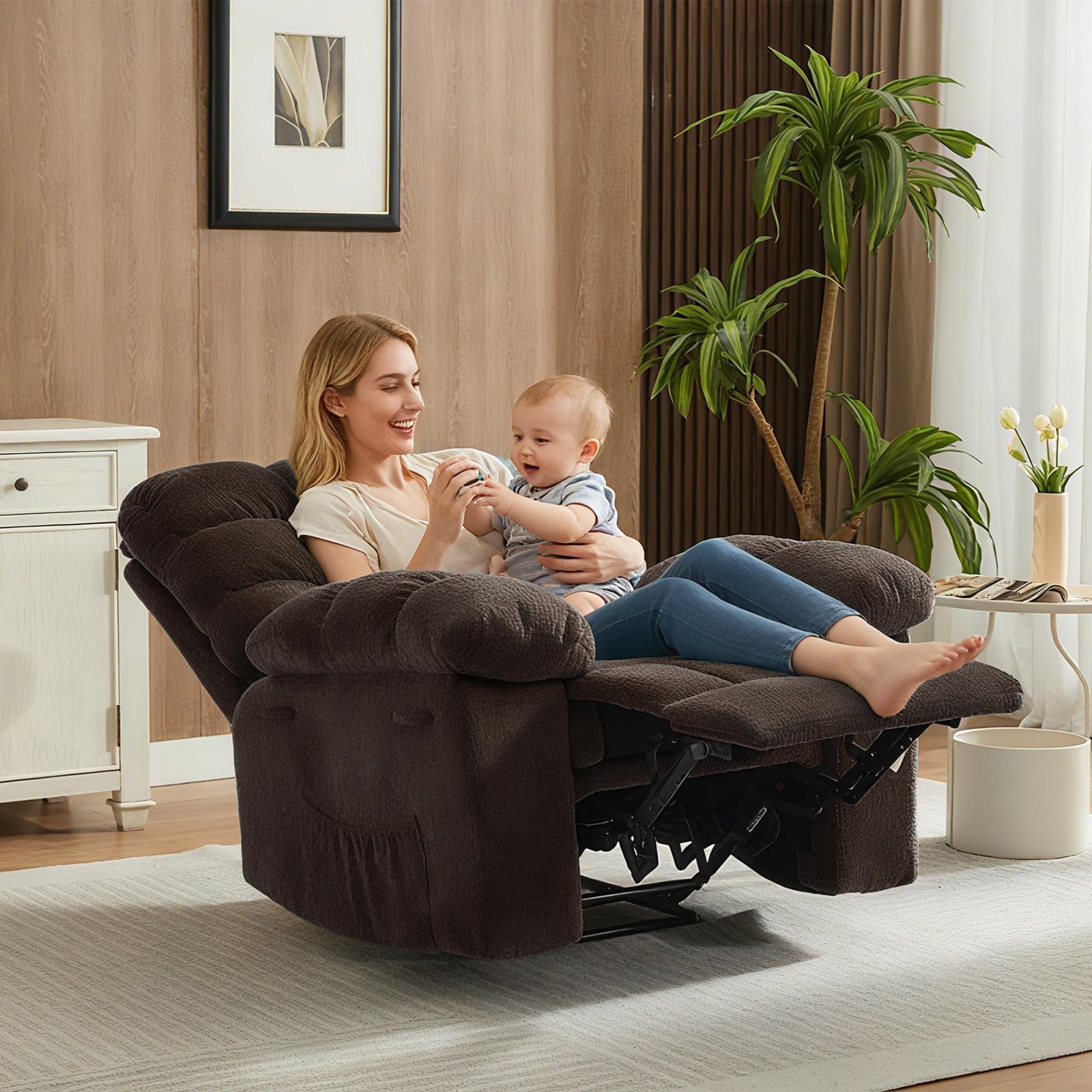 Oversized Modern Recliner Chair Single Sofa for Adult 150°Recliner Chairs Soft
