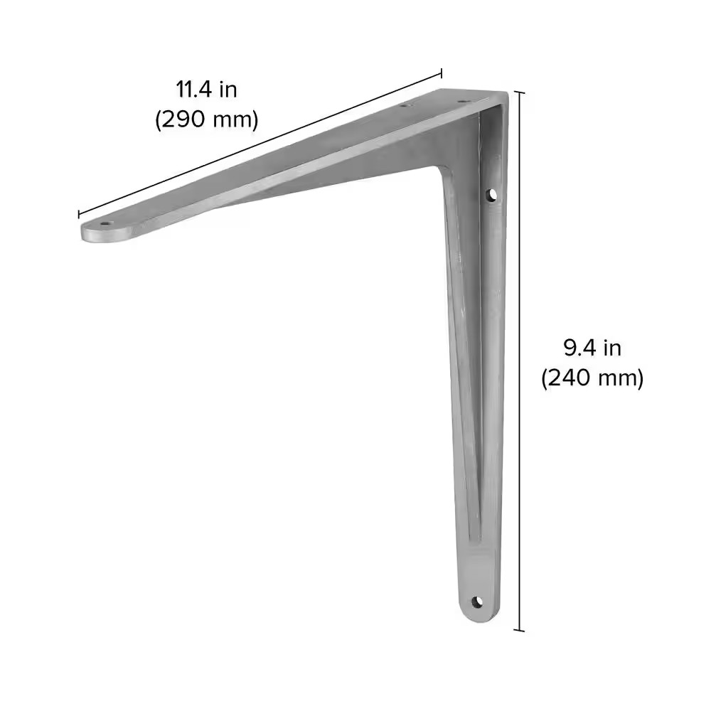 HERAKLES 11.4 In. Silver Aluminum Shelf Bracket for Wood Shelving