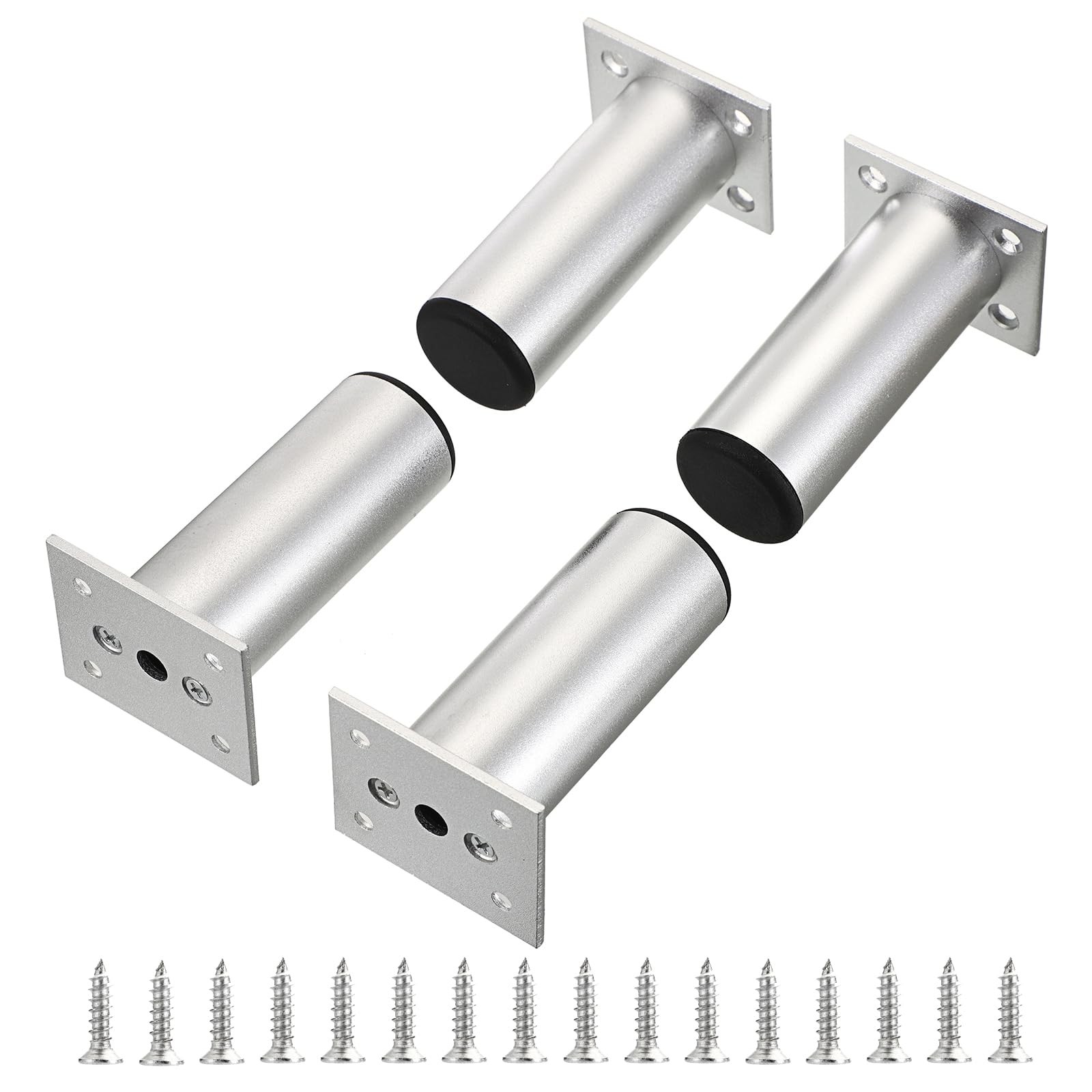 4 PCS 4 Inch Aluminium Alloy Furniture Legs Round Adjustable Silver Feet