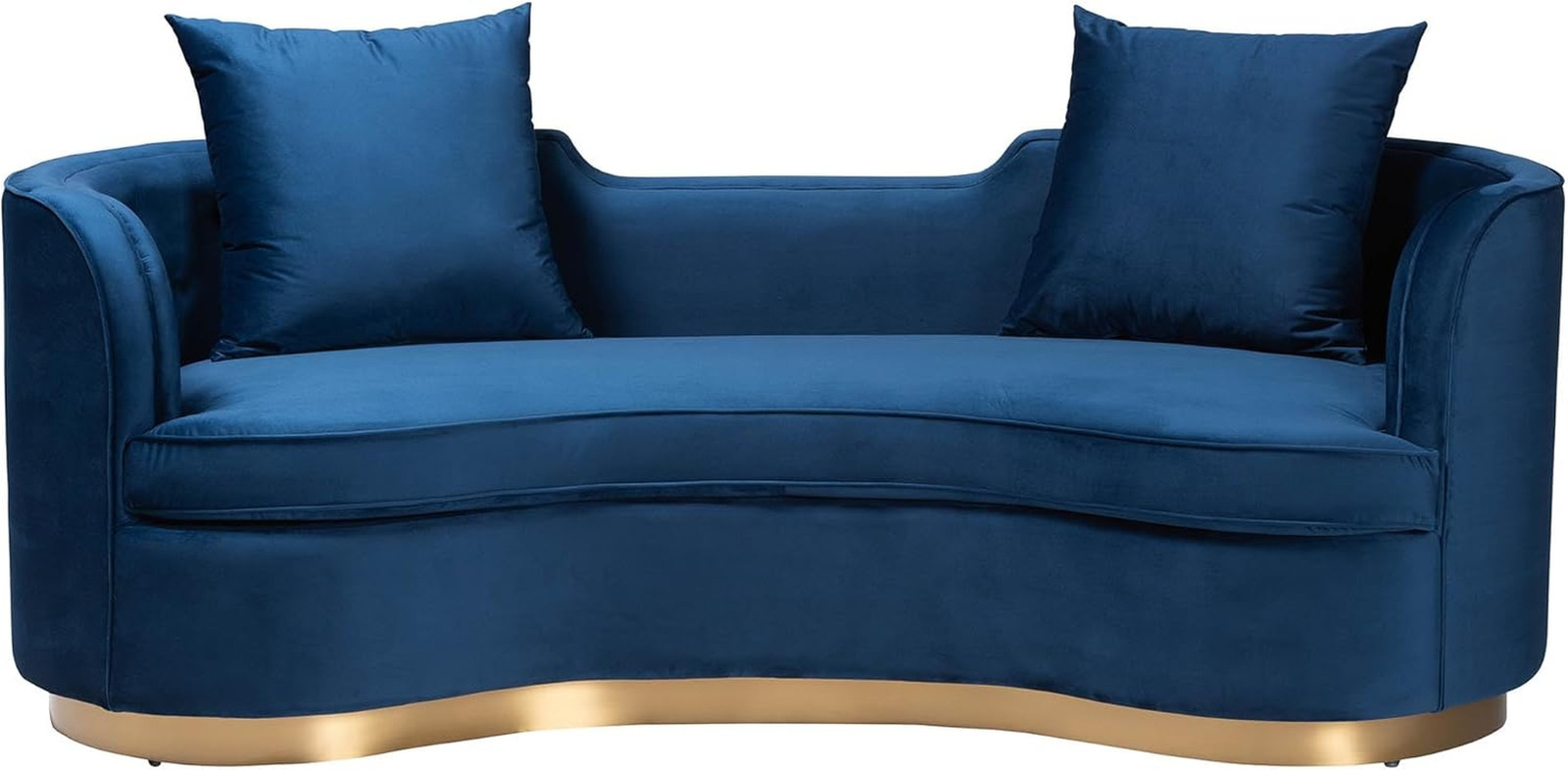 Navy Blue Velvet Sofa with Brushed Gold Metal Legs – Glam & Luxe Design