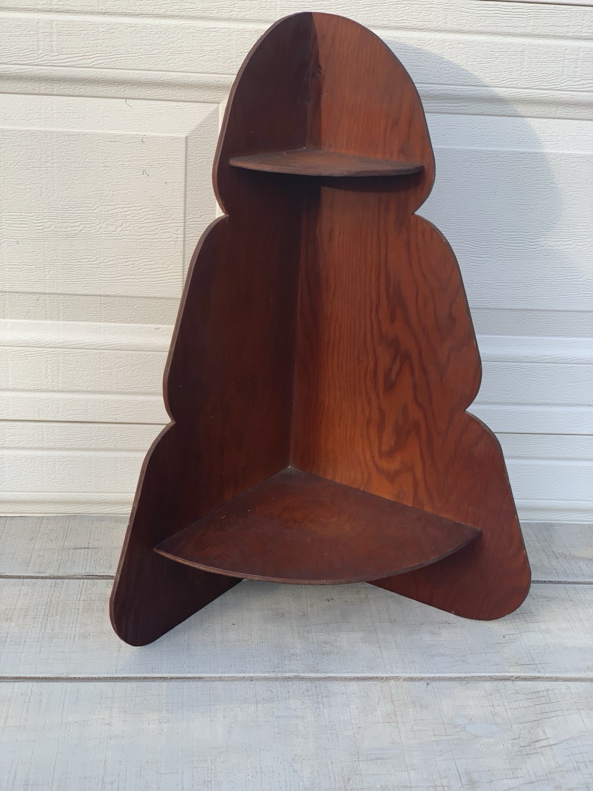 Vintage Wood Corner Shelf 2 Tier Freestanding Rustic Cottage Decor Plywood 25.5”