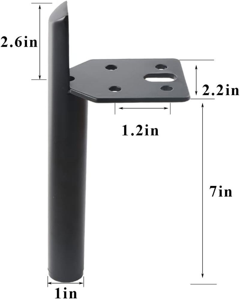 Modern Furniture Legs 7 Inch Metal Furniture Table Leg Black, Steel Side-Mounted