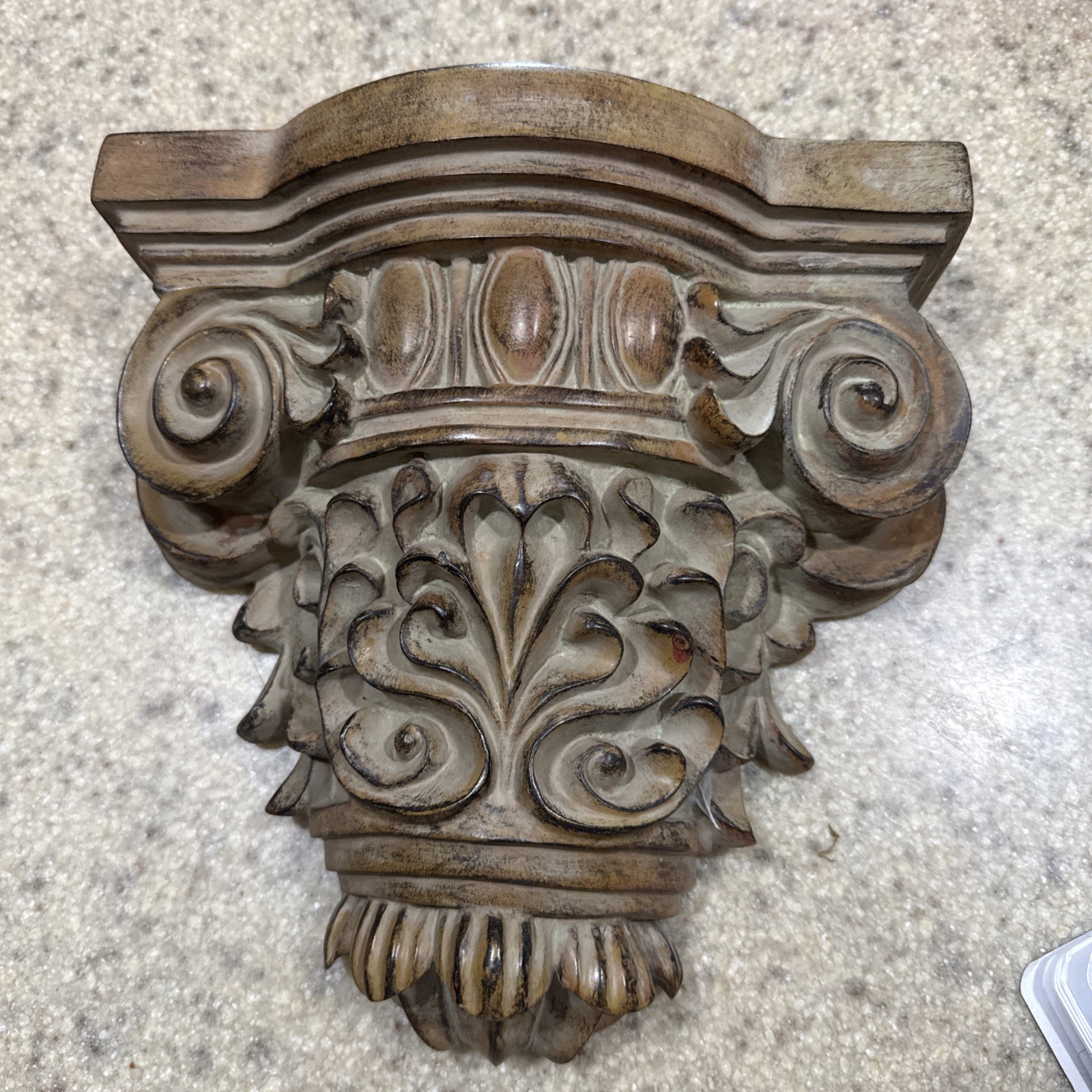 VTG Renaissance Style Plaster (Resin?) Wall Shelf/Bracket H 10.5 W 10” D 3.75”