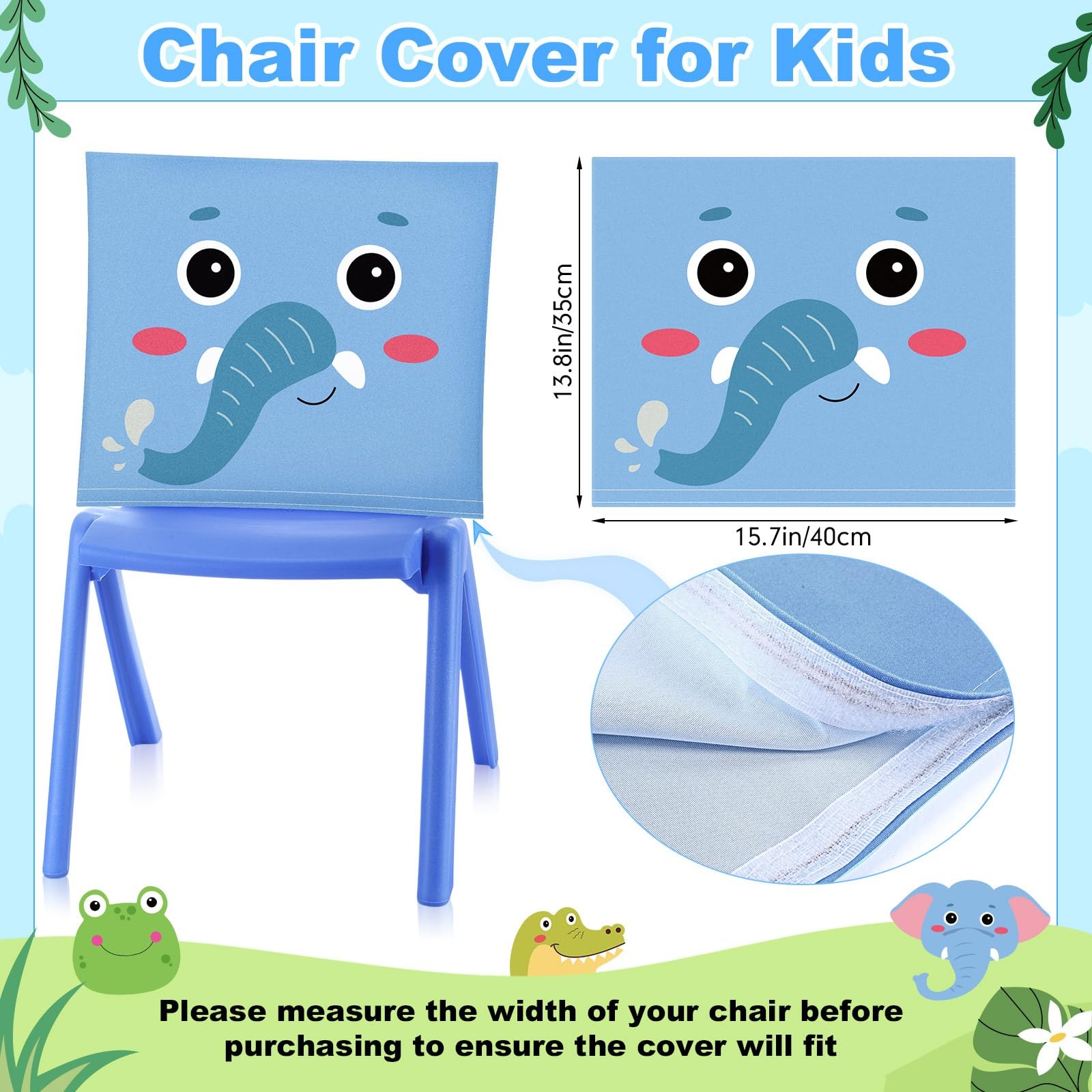Breling 4 Pcs Animal Chair Covers 15.7×13.8 Inch Elephant Frog Pig Giraffe