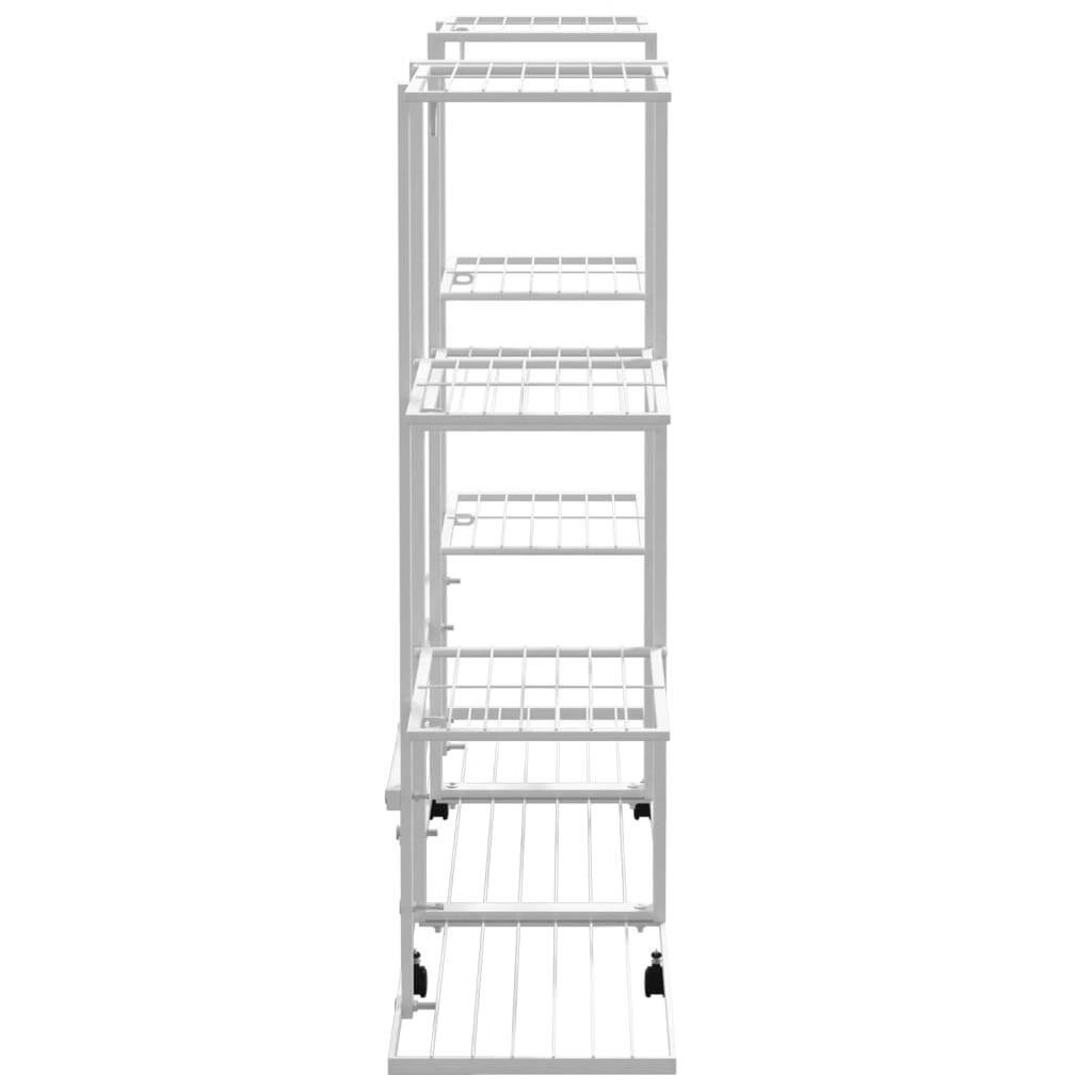 Flower Stand with Wheels 37.2″x9.6″x36″ White Iron