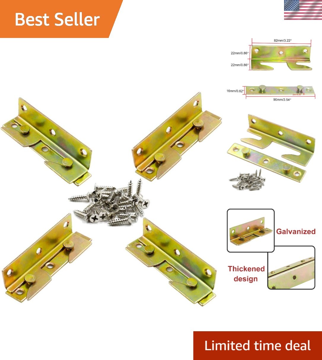 Versatile Bed Rail Bracket Set – Non-Mortise Design for Easy Installation