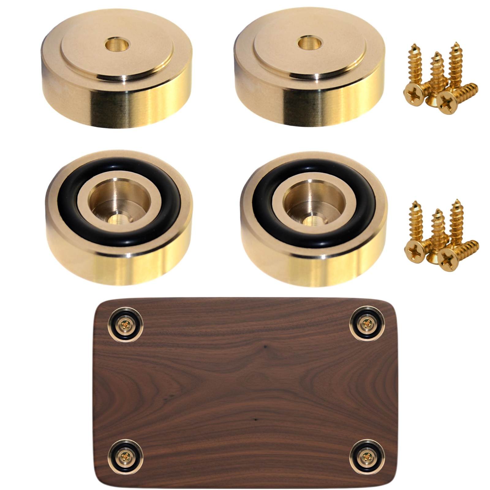 4 PCS Brass Cutting Board Feet 1.18×0.39 Inch Non Slip Rubber Pads Base