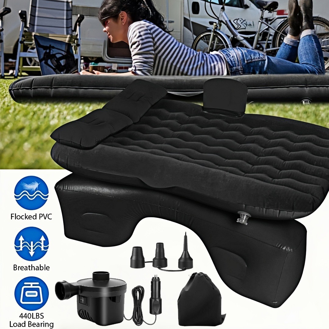 Car SUV Air Bed Sleep Travel Inflatable Mattress Seat Cushion Mat Camping w/Pump