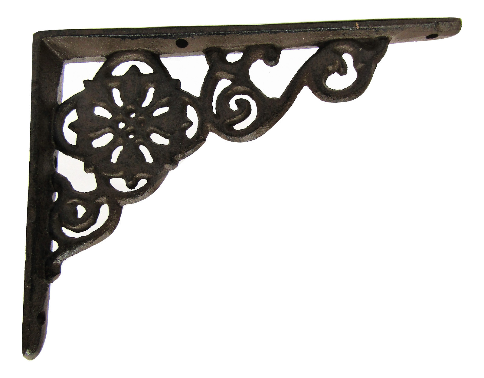 Set of 4 New Flower Design Cast Iron Shelf Brackets SMALL 6.25 x 4.25 Hangers