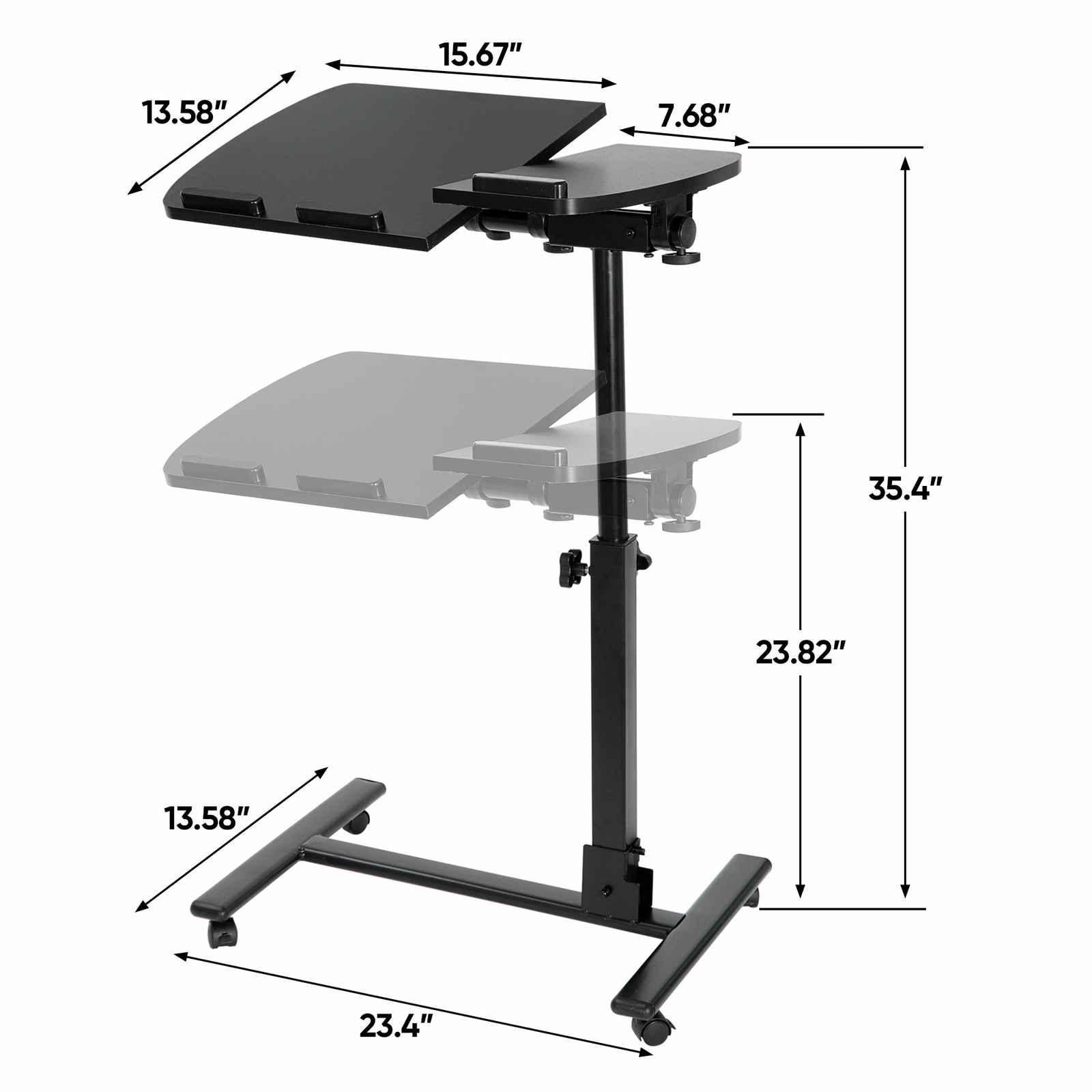 Rolling Laptop Desk Height Adjustable Stable Mobile Notebook Presentation Table