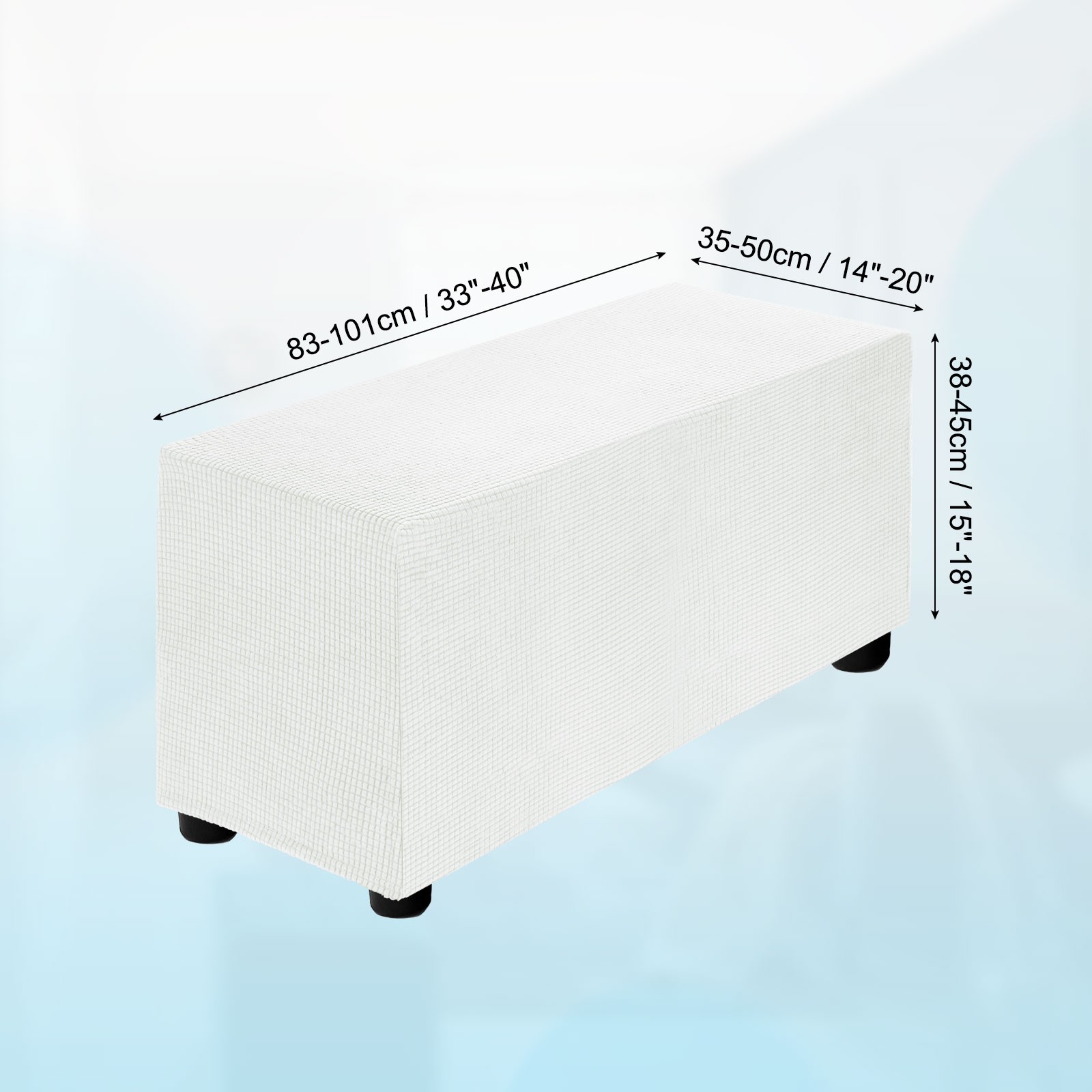 Stretch Cover Rectangular Fit Length 33″-40″ Medium White