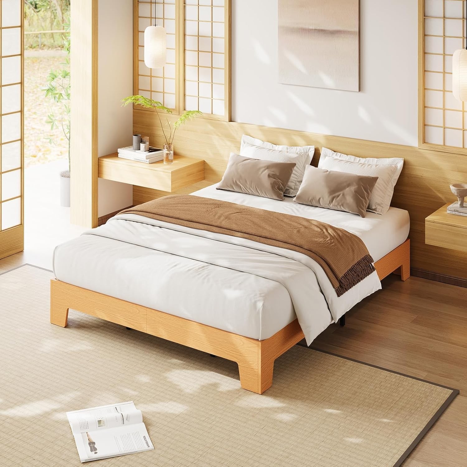 Full Size Bed Frame Wood Platform Bed Frame Minimalist Bedroom Furniture