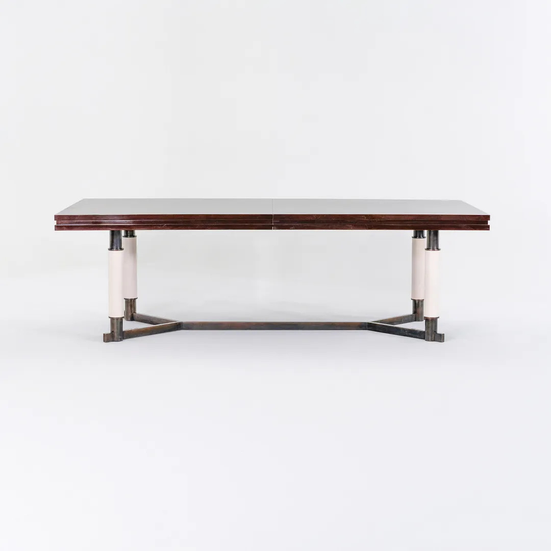2016 David Kleinberg Custom Mahogany Bronze and Parchment Extension Dining Table