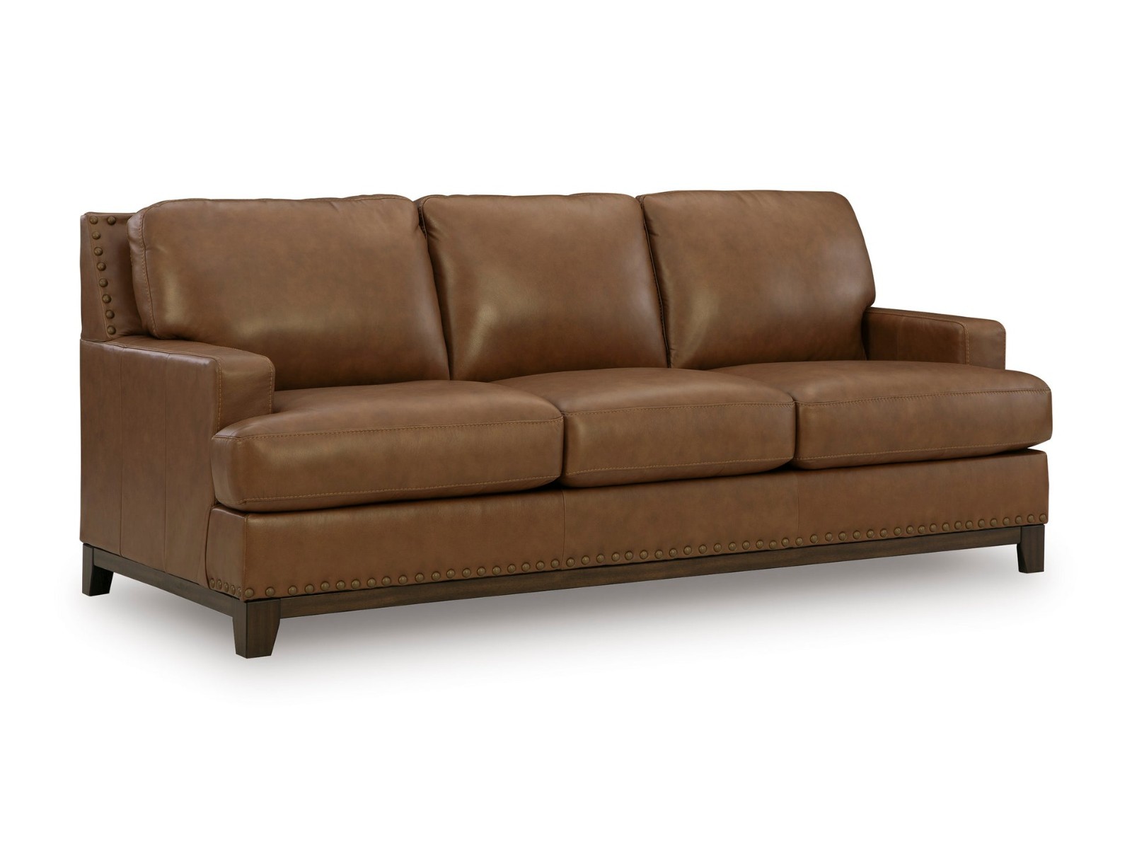 GENUINE Leather 2PC Sofa Loveseat Amber Brown Traditional Rustic Living Room Set