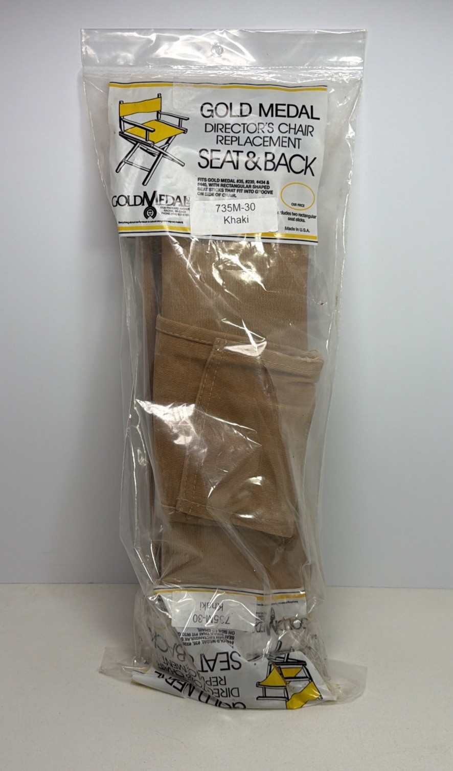 Gold Medal Vintage Khaki Directors Chair Replacement Seat & Back Canvas – NEW