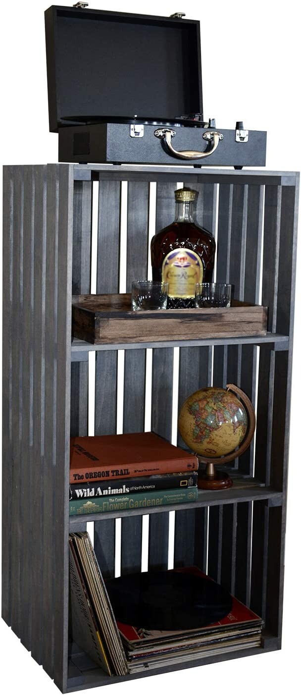 Darla’s Studio 66 Antique Gray Stained 3 Tier Turntable Stand