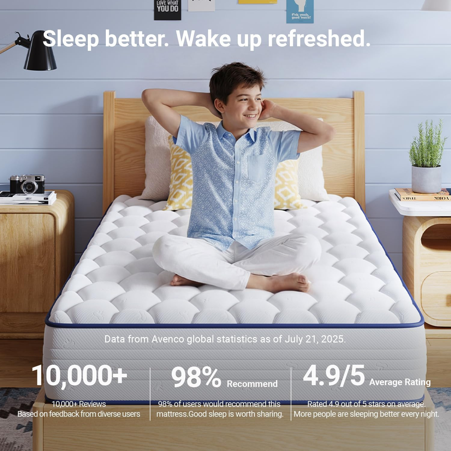Inch Twin XL Mattress, Twin Bed Mattresses in a Box, Medium Soft, Breathable Fab