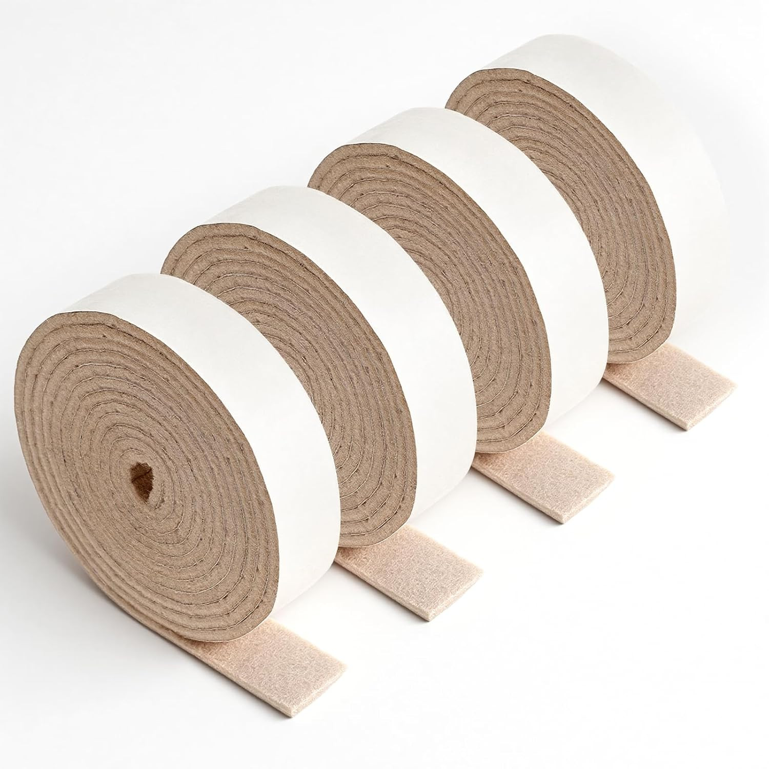4 Rolls 1/2″ x 60″ Self-Adhesive Felt Strips, Heavy-Duty Furniture Pads for Floo