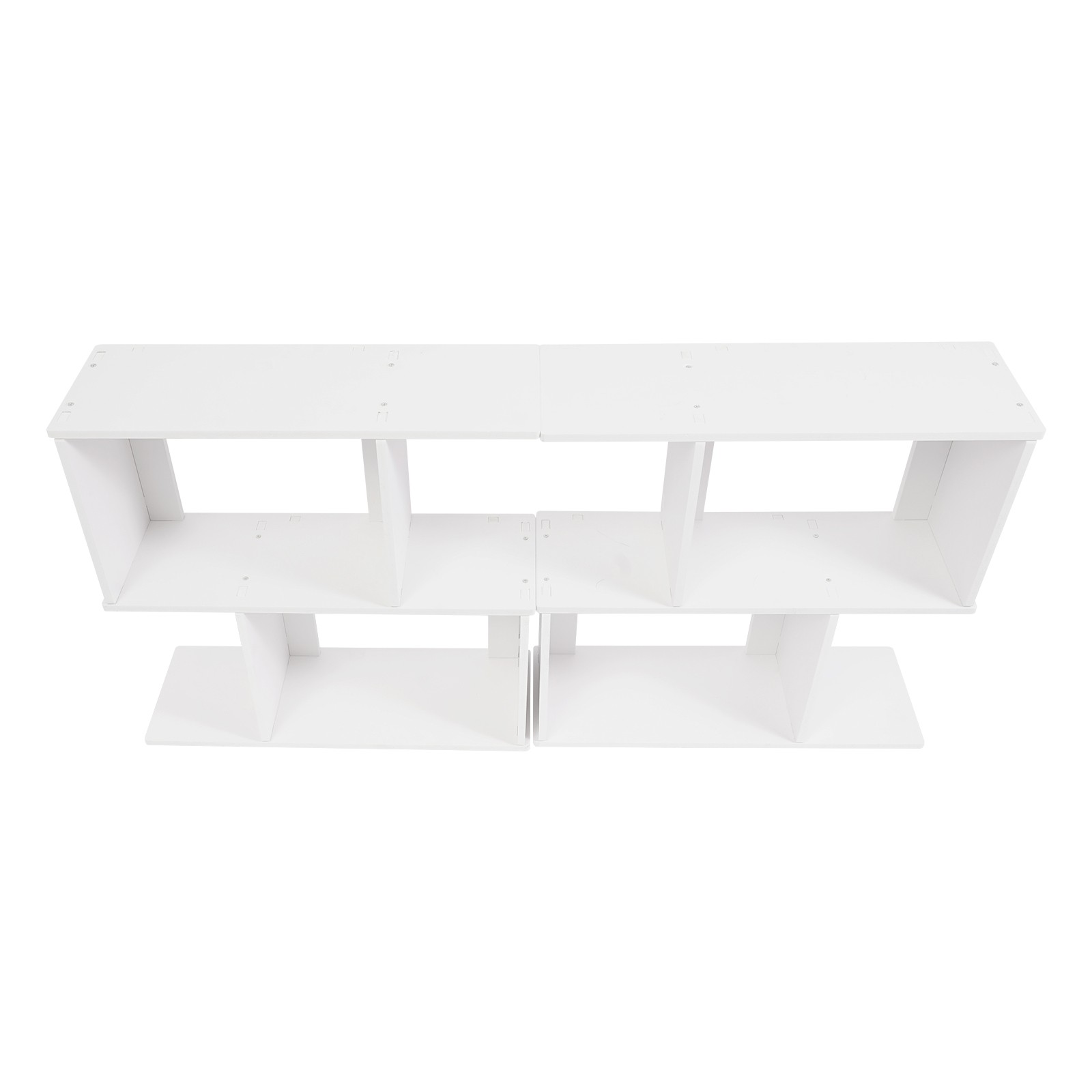 2 Tier Geometric Bookshelf, Freestanding Display Shelf, Z Shaped Open Bookcase