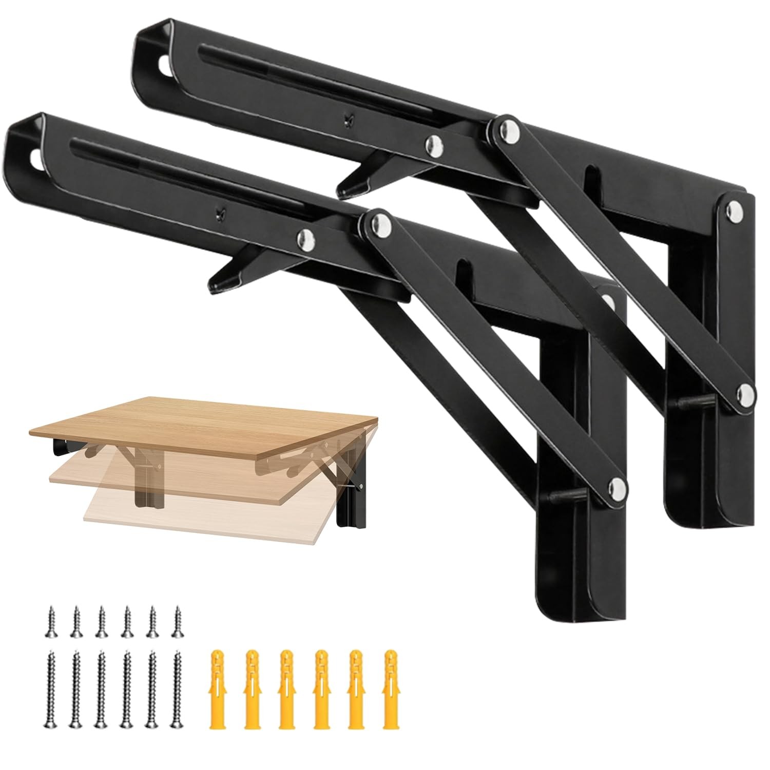 Folding Shelf Brackets Heavy Duty Collapsible Fold Down Table 24 Inch 2 PCS