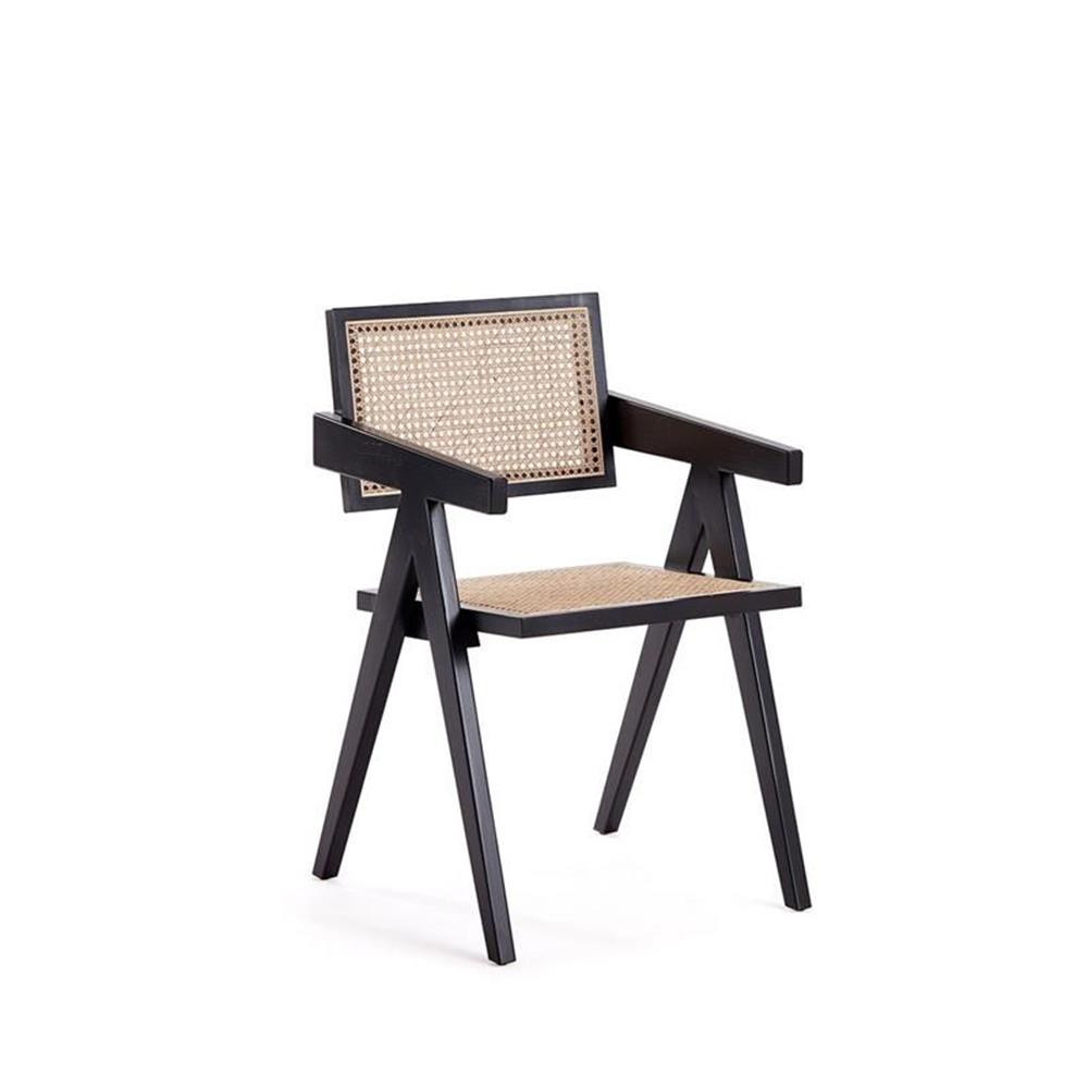 Manhattan Comfort Hamlet 18.11″ Wood Dining Arm Chair in Black (Set of 2)
