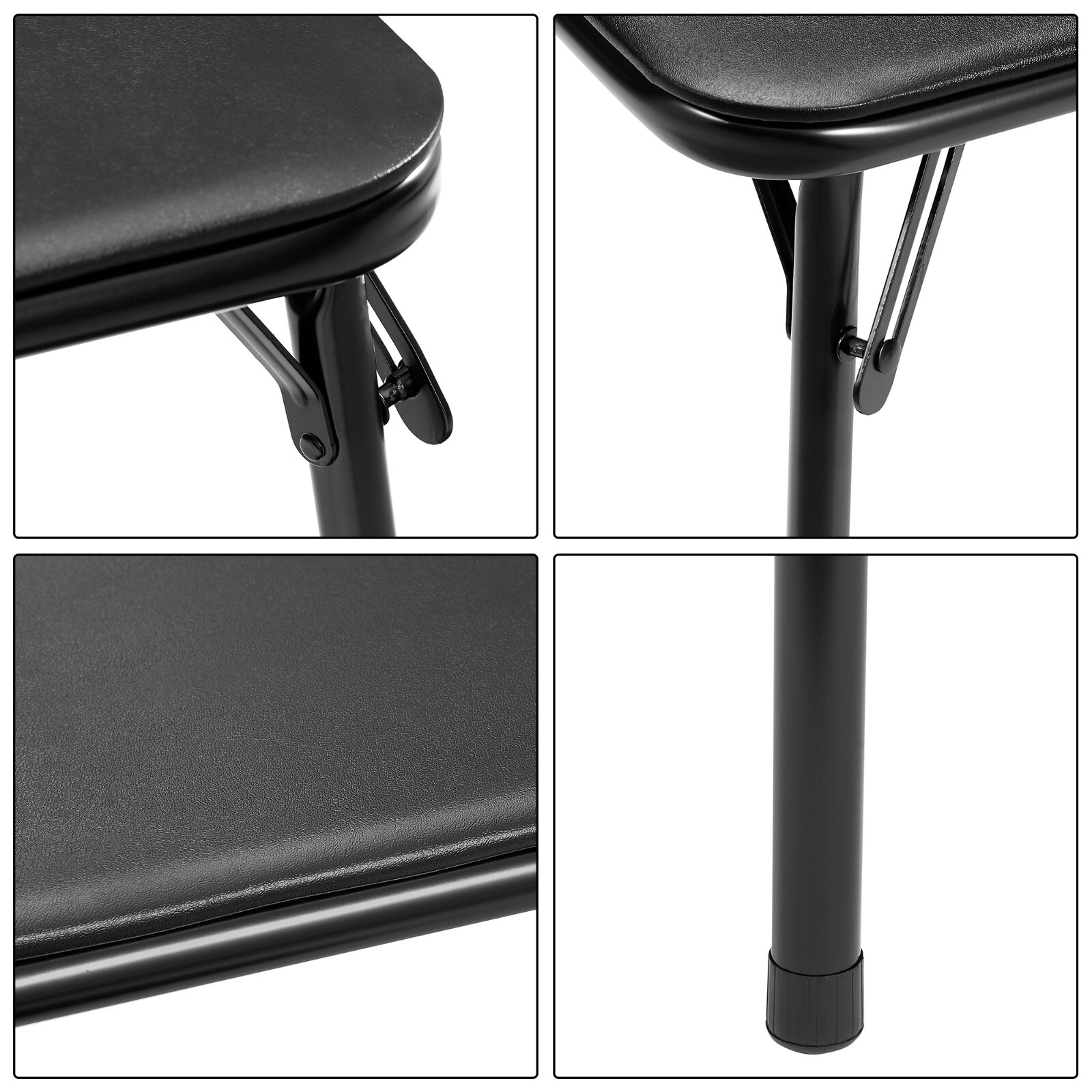 5 Pcs Portable Folding Card Table Square and Chairs Set with Vinyl Upholstery