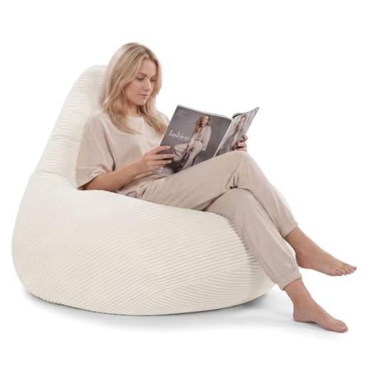 3FT Bean Bag Chair for Adults, Accent Lazy Sofa with Skin-Friendly Beige