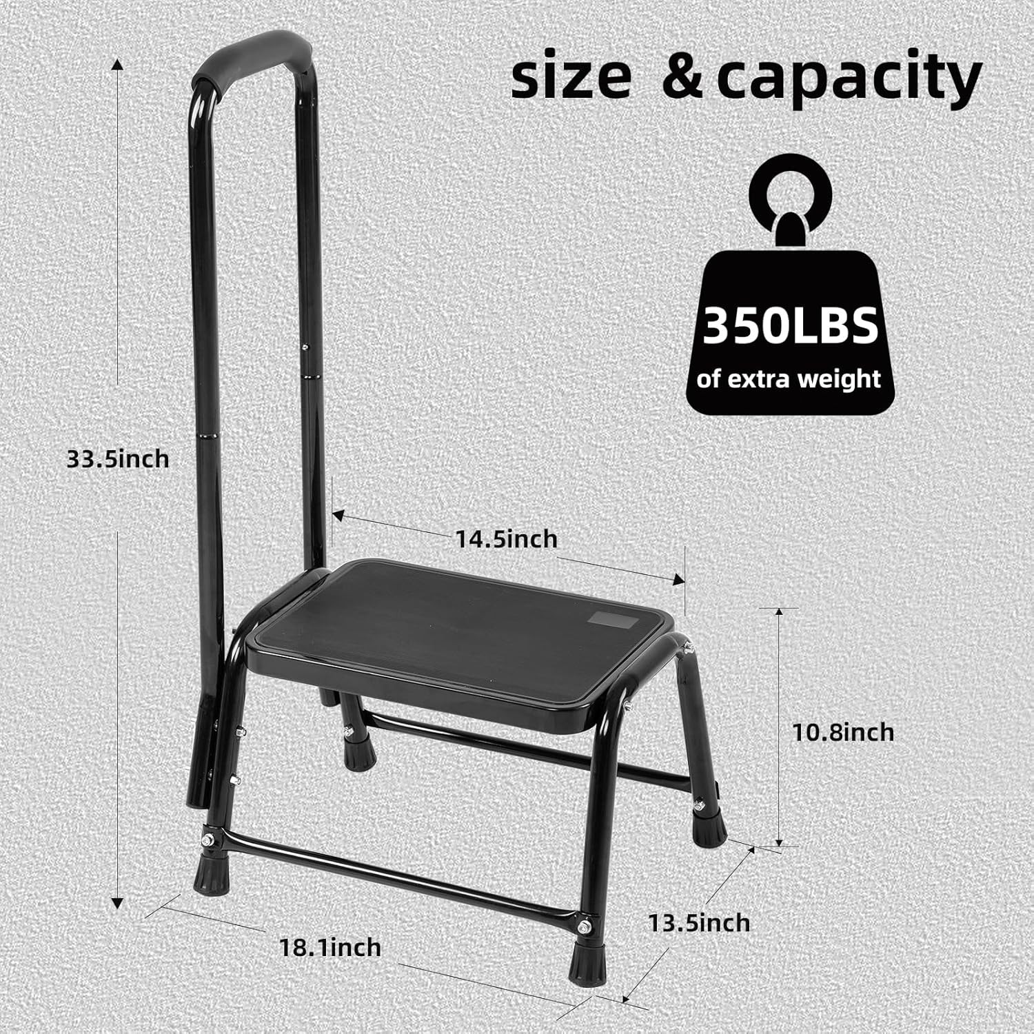 Step Stool with Handle for Adults，Seniors Heavy Duty Holds 350 lbs.Stepping