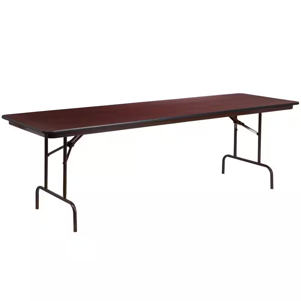 96 In. Mahogany Wood Table Top Material Folding Banquet Tables