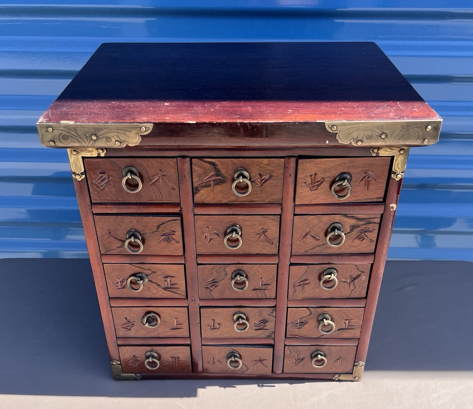 VTG Asian Style 15 Drawer Medicine Apothecary Chest Cabinet ~ 13” Tall