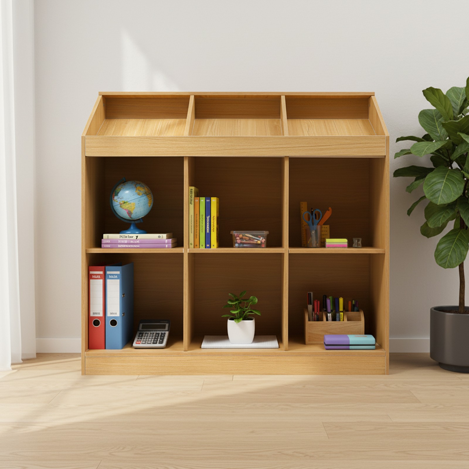 9-cube Wooden Storage Bookcase, Open Shelf Cabinet, Modern Bookshelf Organizer