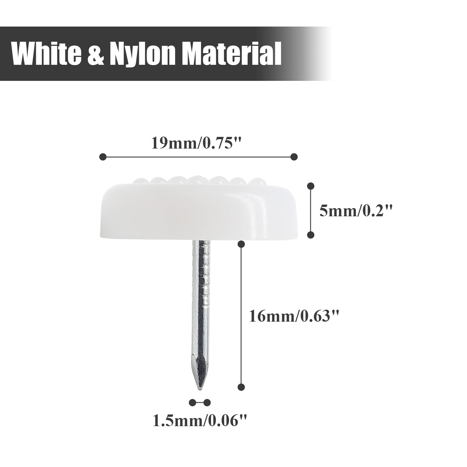 Unlorspy 100 Pcs White Nail on Furniture Glides, 19mm/3/4 Nail Furniture Pads…