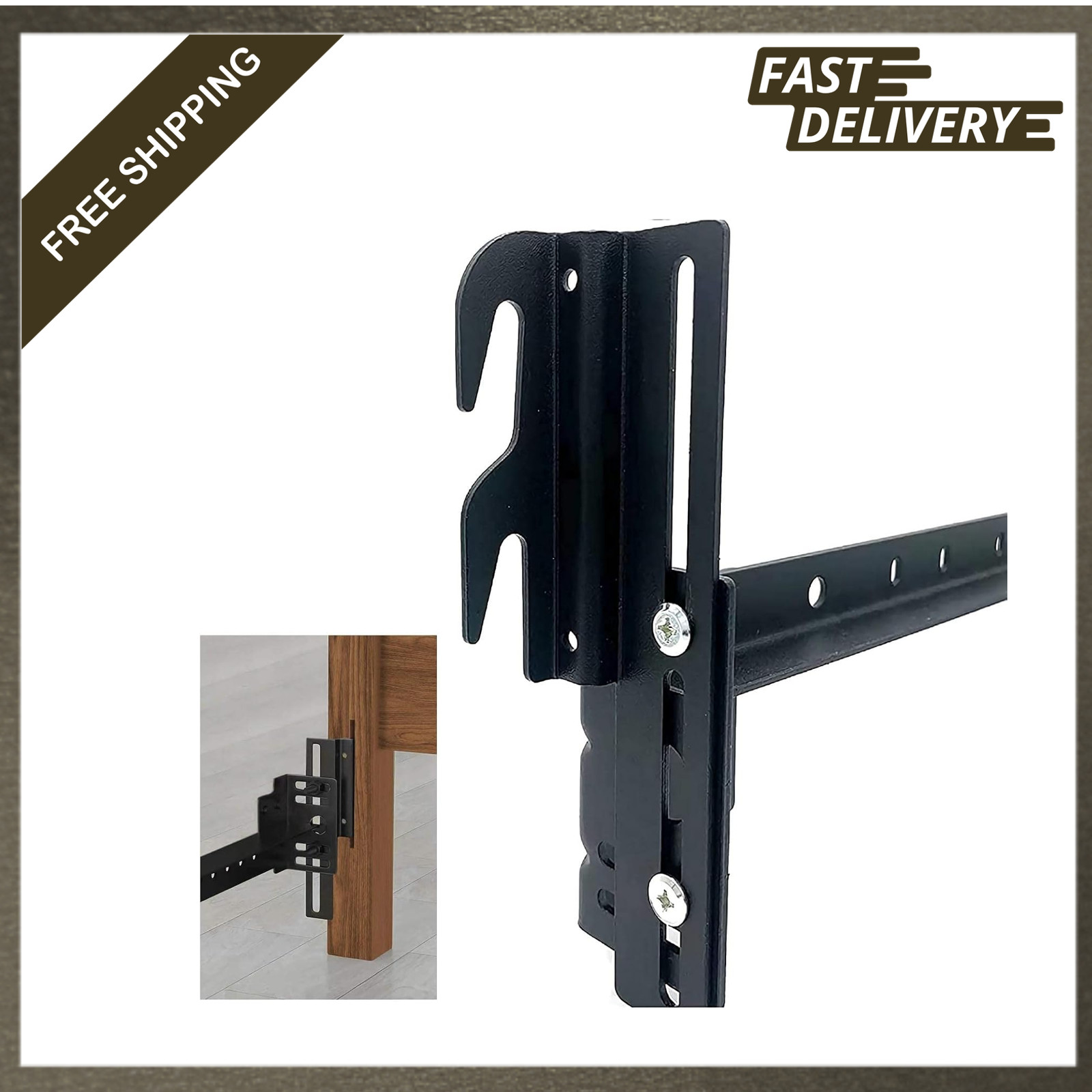 2Pcs Bed Frame Conversion Brackets for Headboard Footboard Metal Hook on Rails