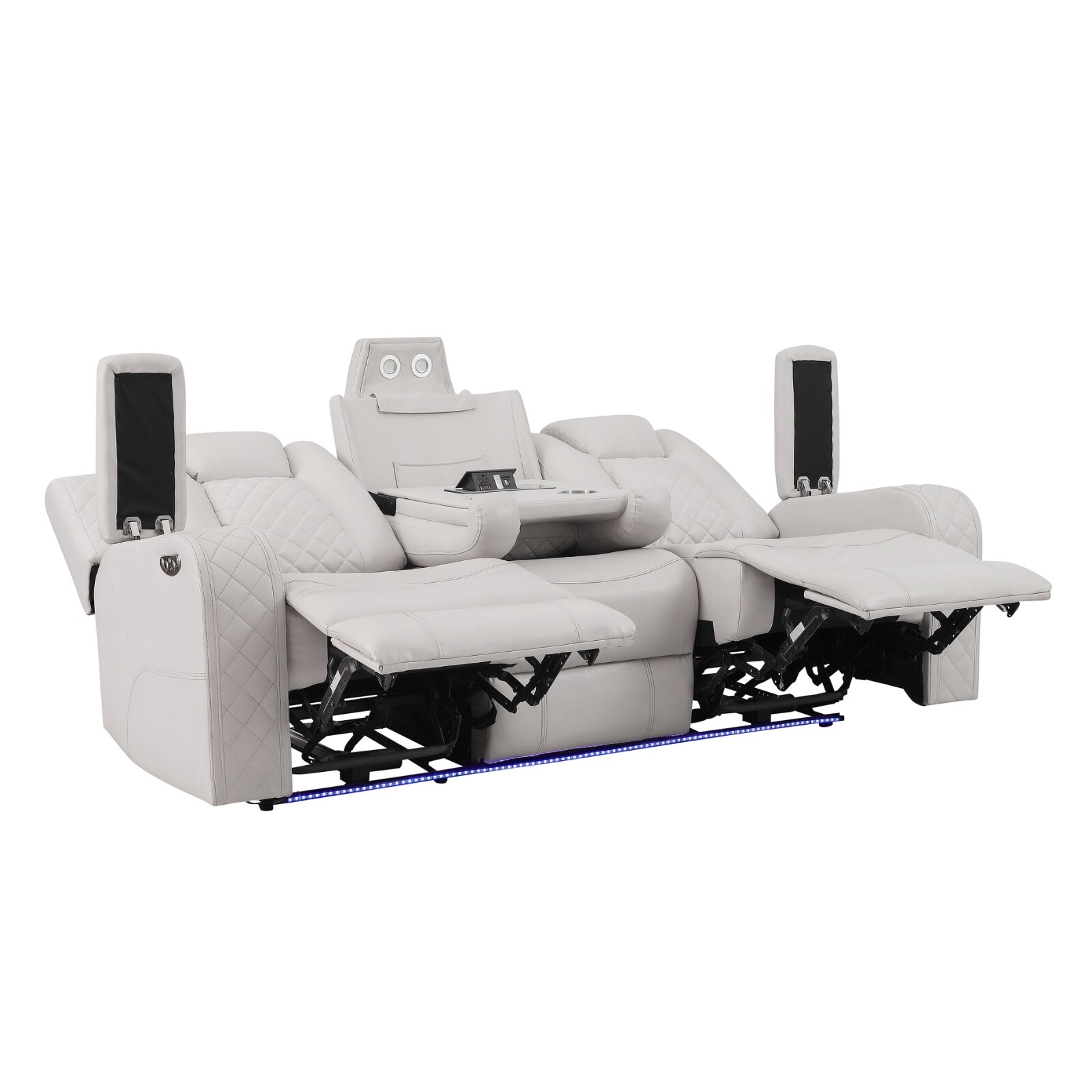ULTIMATE EQUIPPED 2 PC GREY POWER RECLINING SOFA LOVESEAT LIVING ROOM FURNITURE