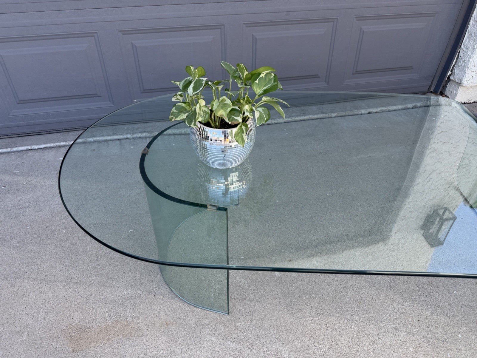 Sculptural 1/2” Bent Glass Waterfall Coffee Table Postmodern Contemporary Design