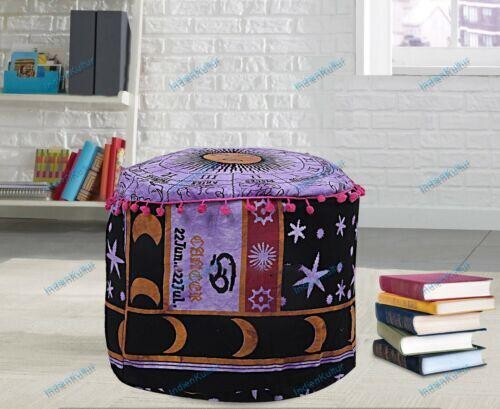 New 22 in Vintage Handmade Mandala Pouf Cover Ottomans Stool Boho Meditation