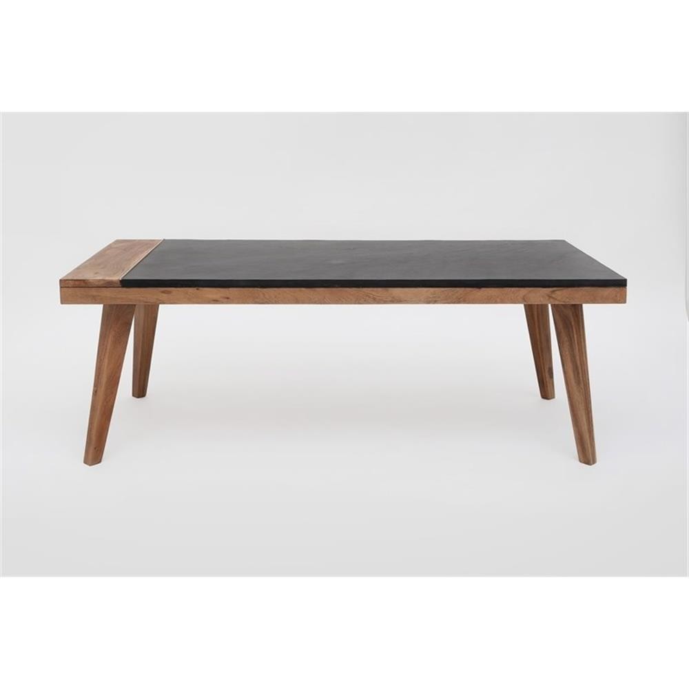 Pemberly Row Slate and Natural Matte Wood Finish Cocktail Table