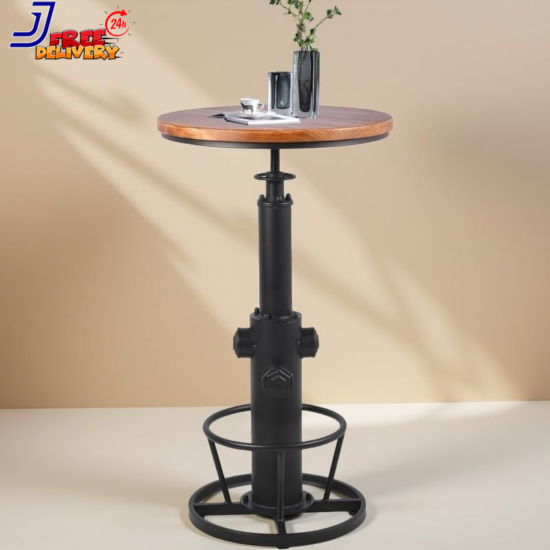 Vintage Bistro Table Height Adjustable 38.6-44.4Inch Industrial Bar Table for Ki